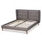 Baxton Studio Gretchen Grey Upholstered and Walnut Wood Queen Size Platform Bed 164-10658 - alternate 9